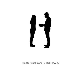 Man Giving Gift Woman icon vector. Man Giving Gift Woman silhouette isolated white background. Vector Illustration