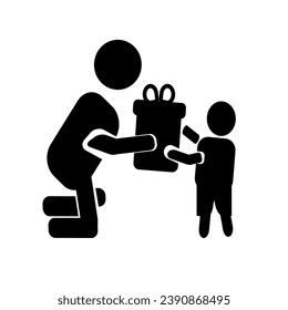 Man giving gifts to childern simple icon vector.