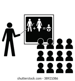 Man giving a lesson on human reproduction