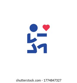 Man giving a red heart vector illustration logo icon sign design concept, isolated on white background