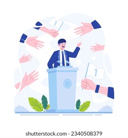 Man giving a speech during election time