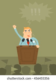 the man giving a speech on stage