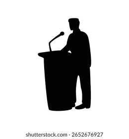 man giving a speech at the podium