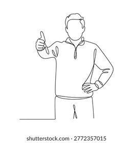 man giving thumbs up in continuous line art