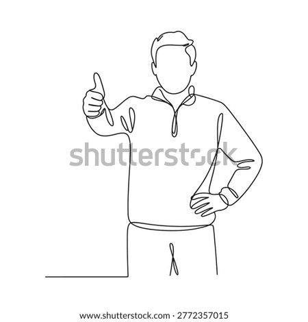 man giving thumbs up in continuous line art