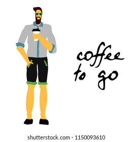 man in glass with coffee at the morning
