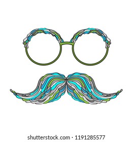 Man glass and mustache colorful image. Vector illustration.