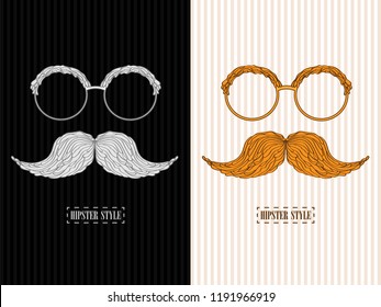 Man glass and mustache colorful image. Vector illustration.