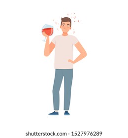 Man with a glass of wine illustration vector