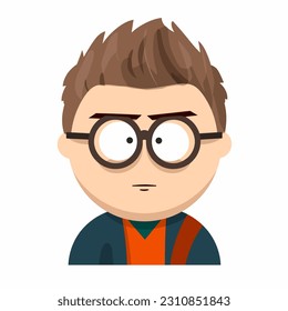 man with glasses avatar cartoon vector illustration 