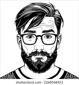 Man With Glasses and Beard Smiling and Looking Up, Ready for Success.
