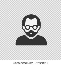Man with glasses and beard vector icon eps 10.