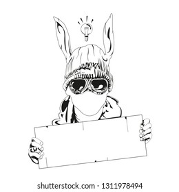 man in glasses and in a cap on a white background