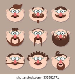 man in glasses with different hairstyles