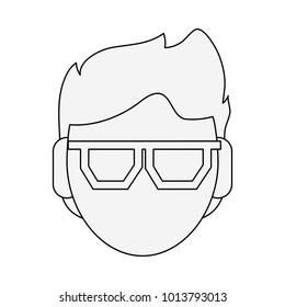 Man with glasses faceless cartoon