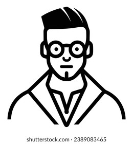 Man In Glasses Flat Icon Isolated On White Background