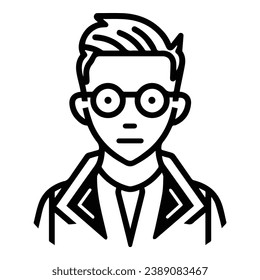 Man In Glasses Flat Icon Isolated On White Background