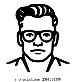 Hombre De Gafas Icono Plano Aislado En Fondo Blanco