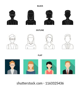 A man with glasses, a girl with a bang, a girl with earrings, a businessman.Avatar set collection icons in cartoon style vector symbol stock illustration web.