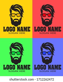 Man with glasses graphic trendy illustration Design with four colors.