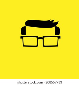 Man glasses hairdo flat icon design