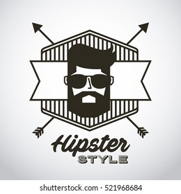 man with glasses in hipster style inside decorative frame with glasses over white background. vector illustration