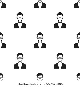 Man with glasses icon black. Single avatar,peaople icon from the big avatar black.
