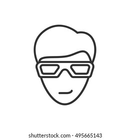 man with glasses icon, line design