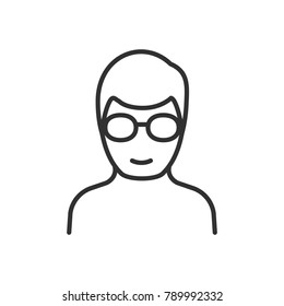 Man in glasses. linear icon. Line with Editable stroke