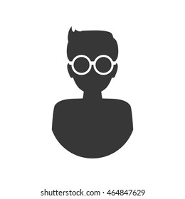 Man glasses male avatar person people icon. Isolated and flat illustration. Vector graphic