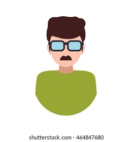 Man glasses male avatar person people icon. Isolated and flat illustration. Vector graphic