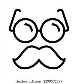 Símbolo de icono de línea simple de lentes de hombre y bigote