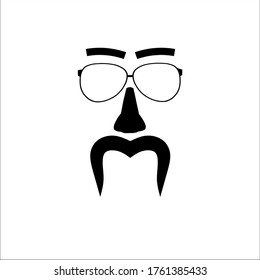 hombre con gafas y bigote icono icono icono ilustración logo