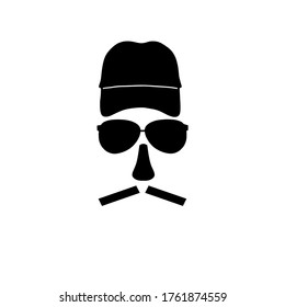 man with glasses and mustache icon vector illustration logo template