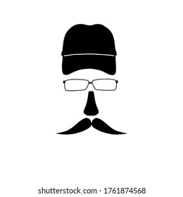 Mann mit Brille und Schnurrbart Symbol, Vektorgrafik-Logo-Vorlage