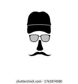 man with glasses and mustache icon vector illustration logo template