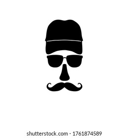 man with glasses and mustache icon vector illustration logo template