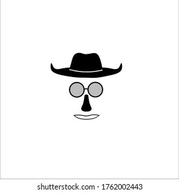 Mann mit Brille und Schnurrbart Symbol, Vektorgrafik-Logo-Vorlage