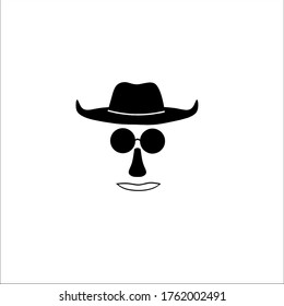 man with glasses and mustache icon vector illustration logo template