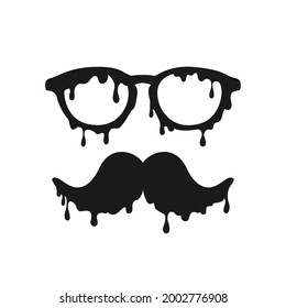 Man glasses and mustache on white. Vector illustration.
