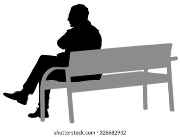 Man with glasses on a bench on a white background