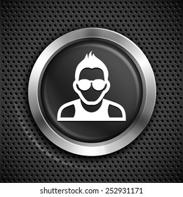 Man with Glasses on Black Round Buttons