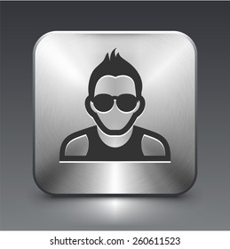 Man with Glasses on Silver Square Buttons