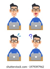 A man with glasses operating a laptop