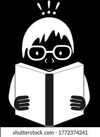 man with glasses is reading a book