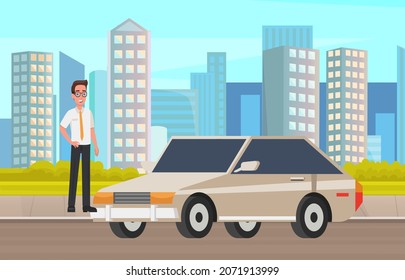 562 Man standing next his car Images, Stock Photos & Vectors | Shutterstock