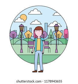 man with glasses standing in the park city