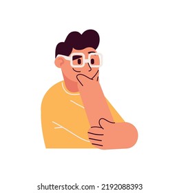 man with glasses thinking icon isolated
