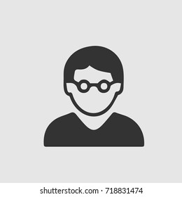 Man with glasses vector icon eps 10. Person simple isolated illustration.