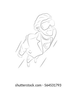 man with glasses of virtual reality feels like a superhero. vector illustration.
